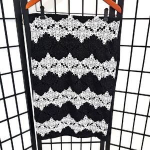 Elegant Black and White Lace Skirt